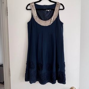 Nanette Lepore Floral Appliqué Silk Sequin Dress-8 (CLOSING CLOSET - MUST SELL)